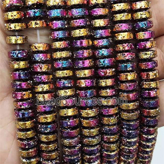 Assembled Lava Beads Heishi Purplegold Electroplated