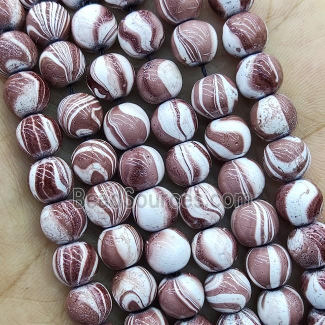 Hematite Beads Round Coffee Lacquered