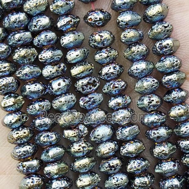 Hematite Rondelle Beads Green Electroplated