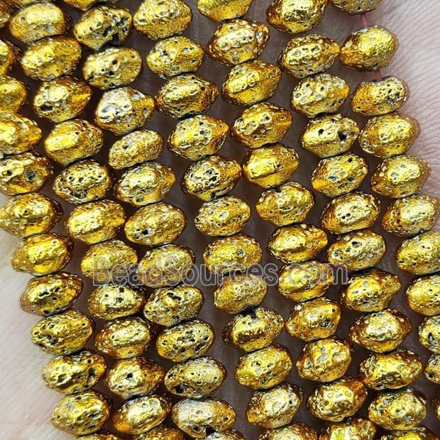 Hematite Rondelle Beads Golden Electroplated