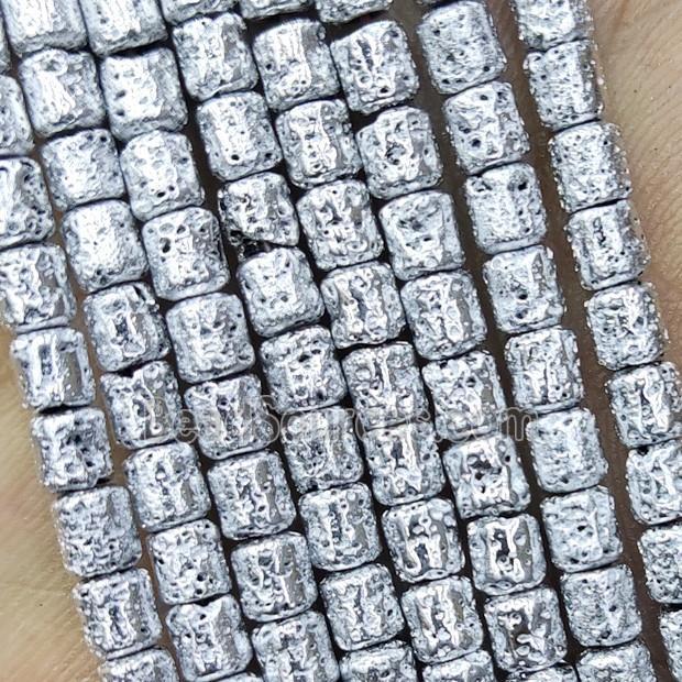 Hematite Tube Beads Shiny Silver Electroplated