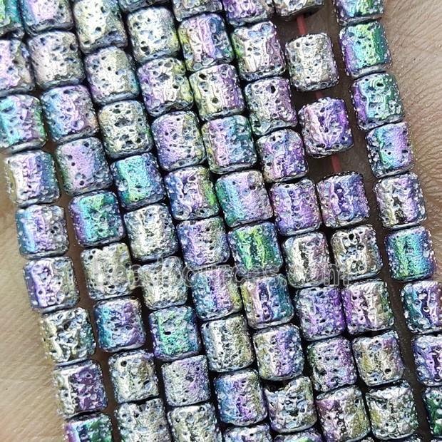 Hematite Tube Beads Multicolor Electroplated