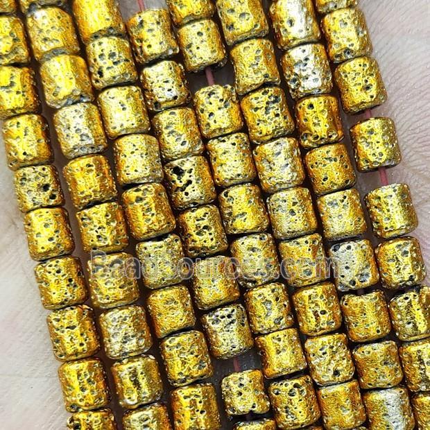 Hematite Tube Beads Golden Electroplated