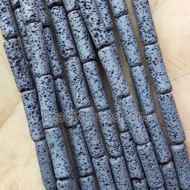 Black Hematite Column Beads Tube Hollow