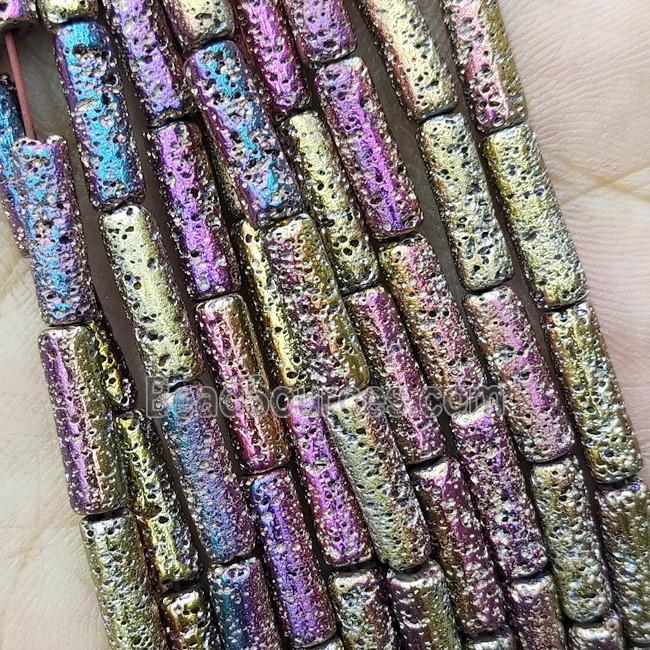 Hematite Tube Beads Multicolor Electroplated