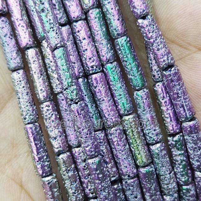 Hematite Tube Beads Multicolor Electroplated