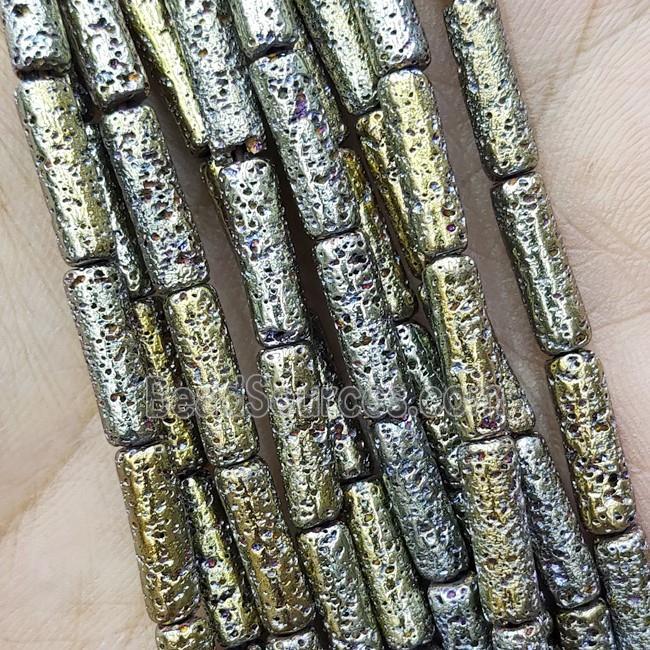 Hematite Tube Beads Green Electroplated