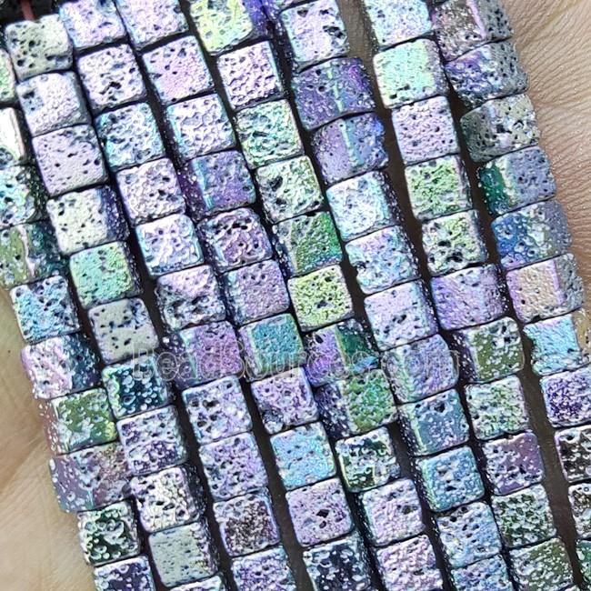 Hematite Cube Beads Multicolor Electroplated