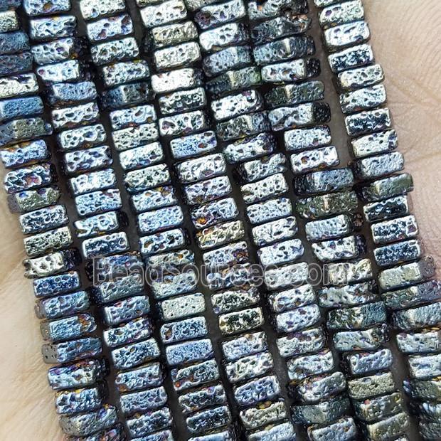 Hematite Beads Square Green Electroplated