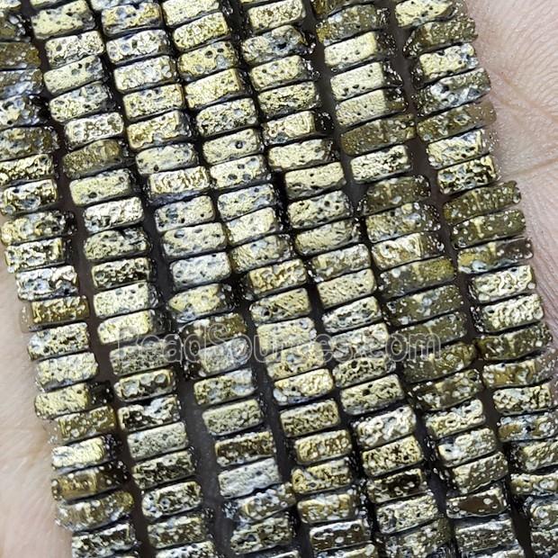 Hematite Beads Square Lt.gold Electroplated