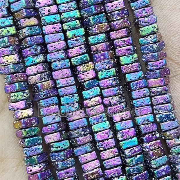 Hematite Beads Square Rainbow Electroplated