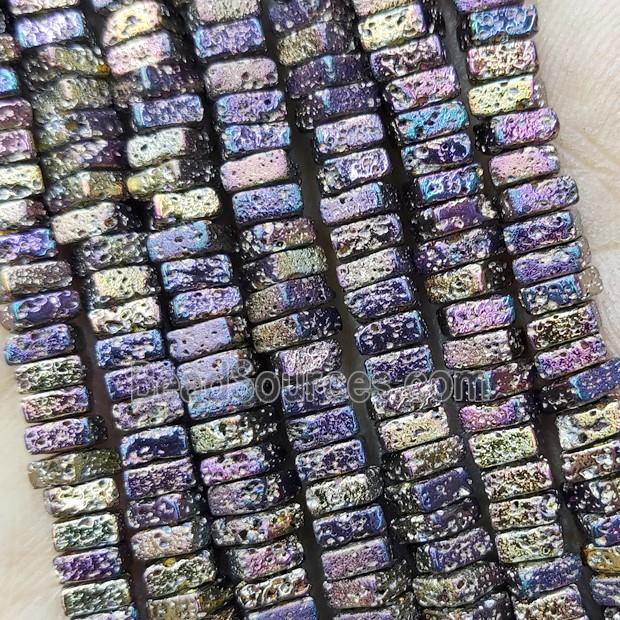 Hematite Beads Square Multicolor Electroplated