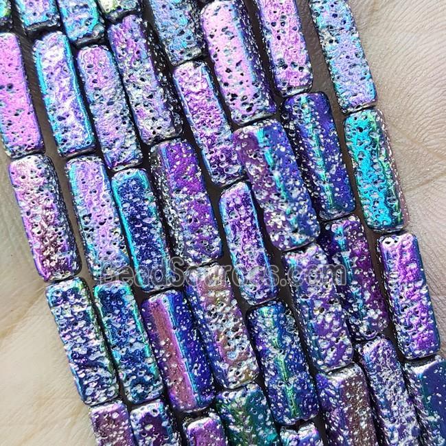 Hematite Tube Beads Rainbow Electroplated