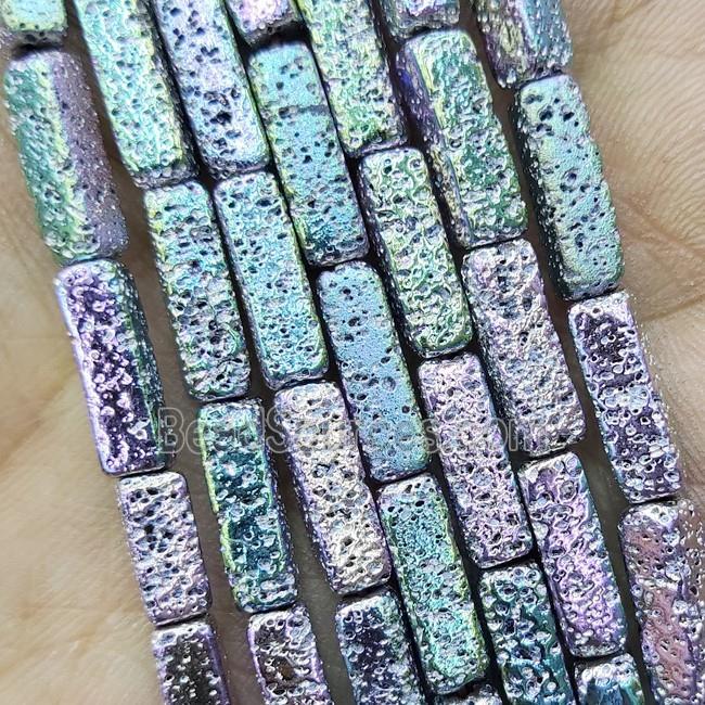 Hematite Tube Beads Multicolor Electroplated