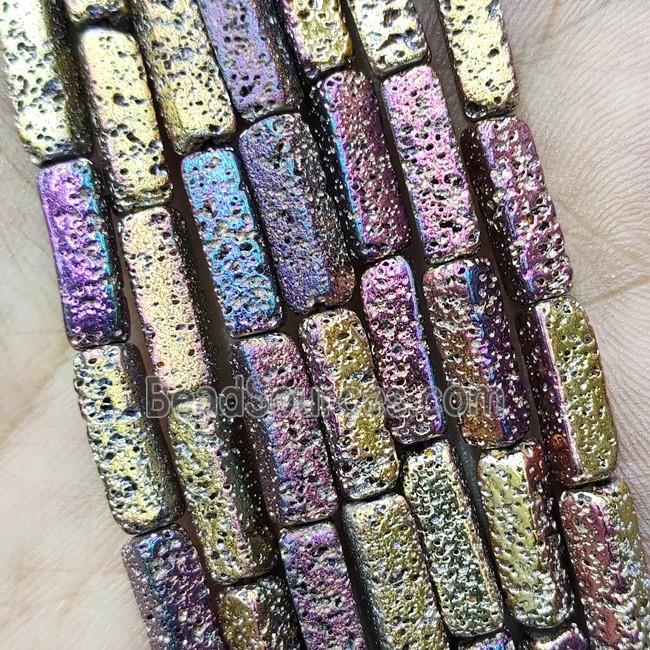 Hematite Tube Beads Multicolor Electroplated