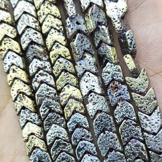 Hematite Chevron Beads V-shape Green Electroplated