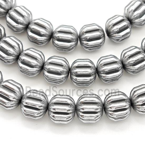 Hematite Pumpkin Beads Platinum Plated