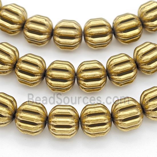 Hematite Pumpkin Beads Gold Plated