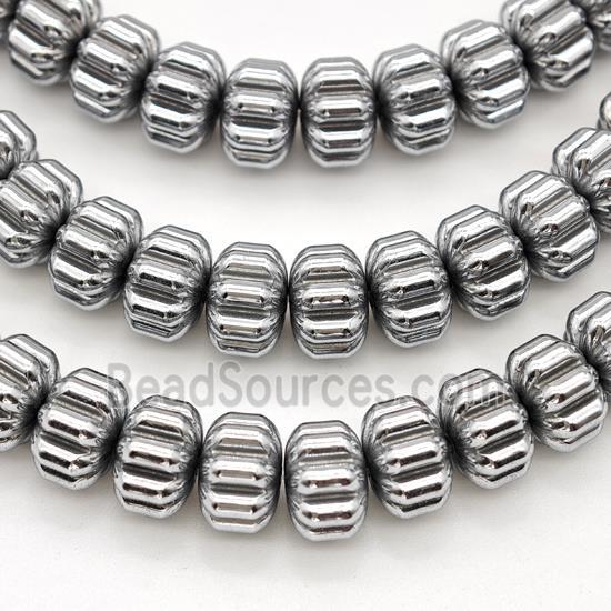 Hematite Pumpkin Beads Platinum Plated