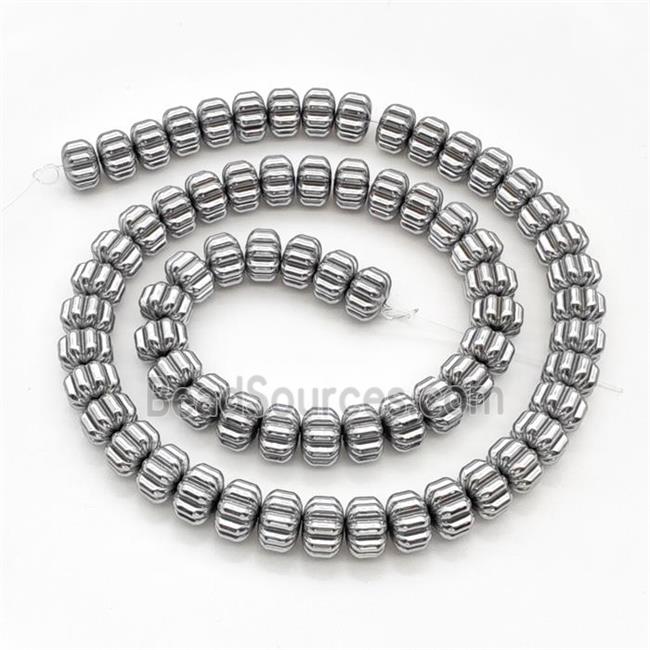 Hematite Pumpkin Beads Platinum Plated