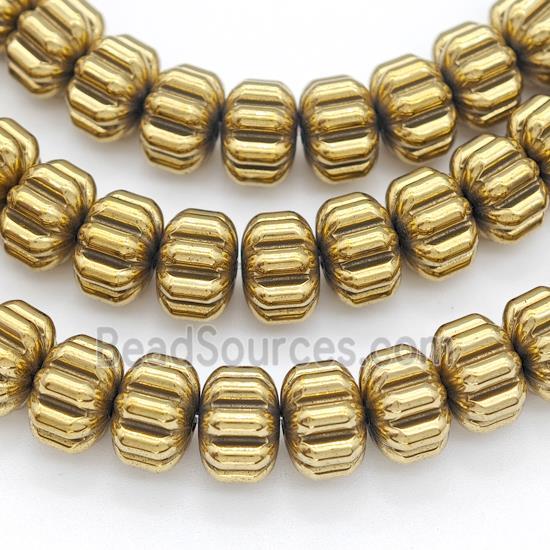 Hematite Pumpkin Beads Gold Plated