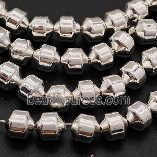 Hematite Bullet Beads Bicone Shiny Silver