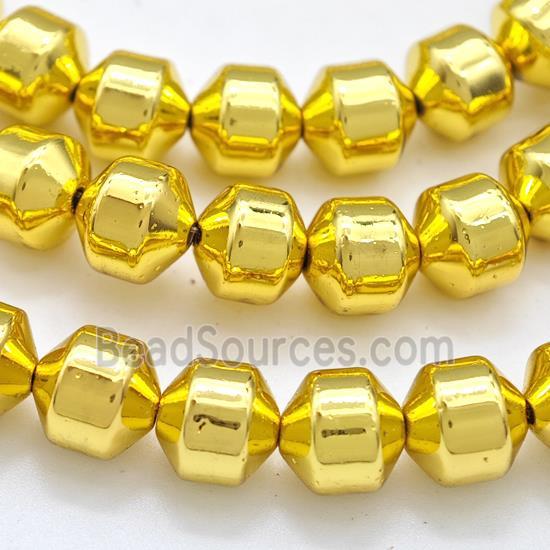 Hematite Bullet Beads Bicone Shiny Gold