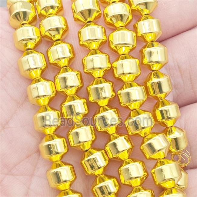 Hematite Bullet Beads Bicone Shiny Gold