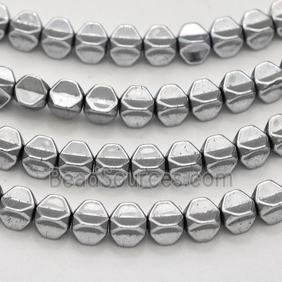 Hematite Carambola Beads Platinum Plated