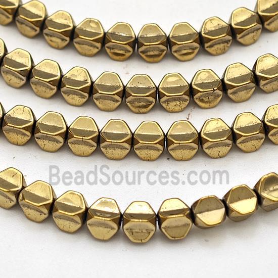 Hematite Carambola Beads Gold Plated