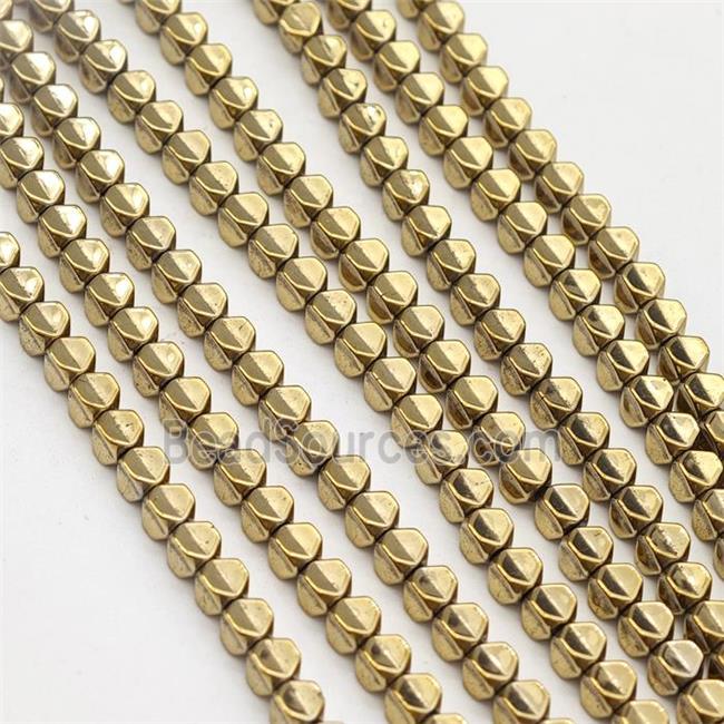 Hematite Carambola Beads Gold Plated