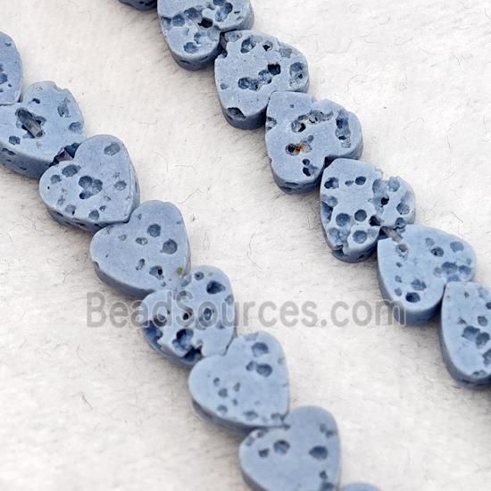 Bluegray Lava Heart Beads