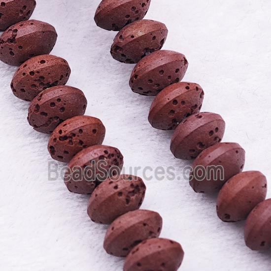 Lava Rondelle Beads Smooth Red