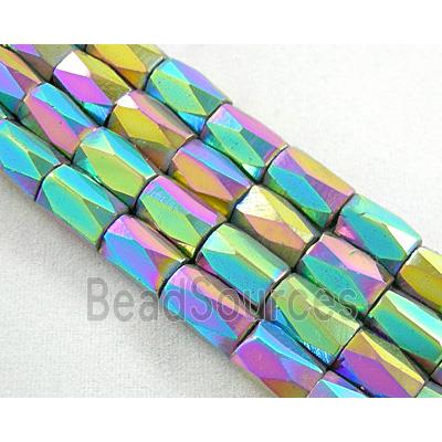 magnetic Hematite Beads, faceted tube, 7-color