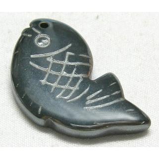 Black Hematite fish Pendant With Hole