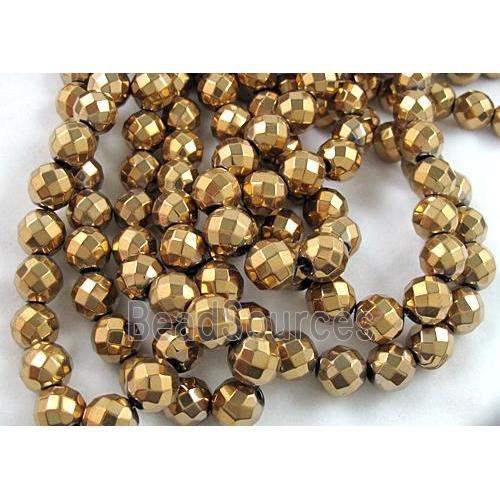 Hematite bead, no-Magnetic, gold plated