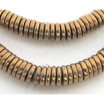 Hematite disc spacer beads, heishi, no-Magnetic, antique gold