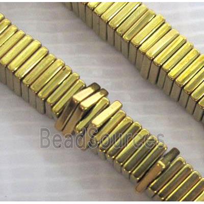 Hematite spacer beads, no-Magnetic, gold electroplated, square