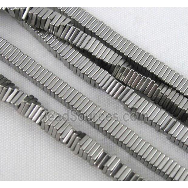 Hematite beads, no-Magnetic, platinum electroplated, square