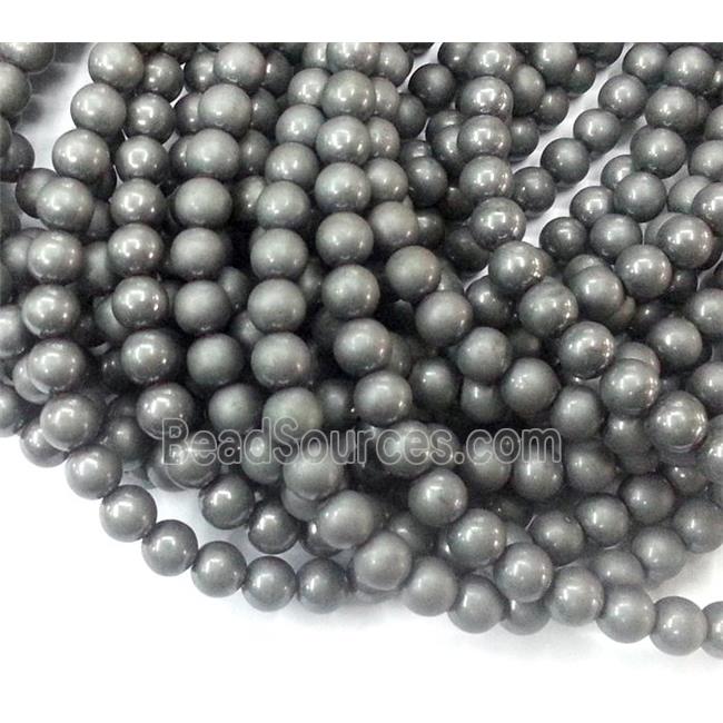 round matte Hematite beads, no-Magnetic, gray electroplated