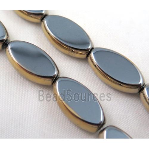 Hematite bead, oval, gold electroplated