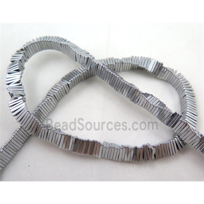 Hematite bead, triangle, platinum electroplated