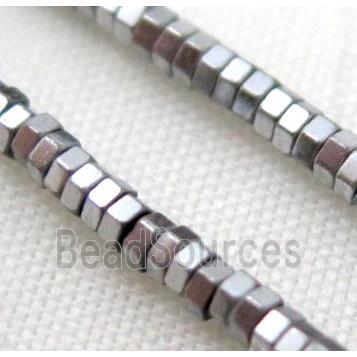 Hematite bead, rondelle, platinum electroplated