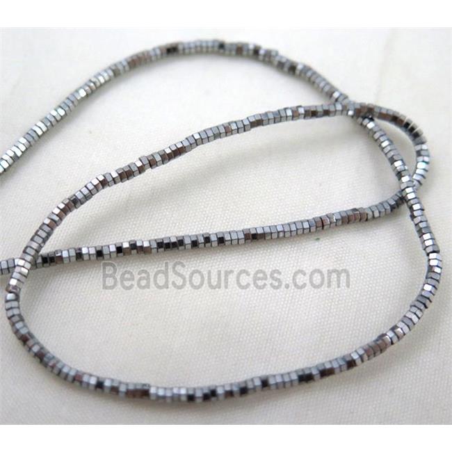 Hematite bead, rondelle, platinum electroplated