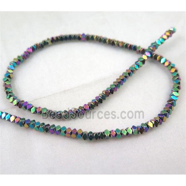 rainbow electroplated hematite rhombic seed beads