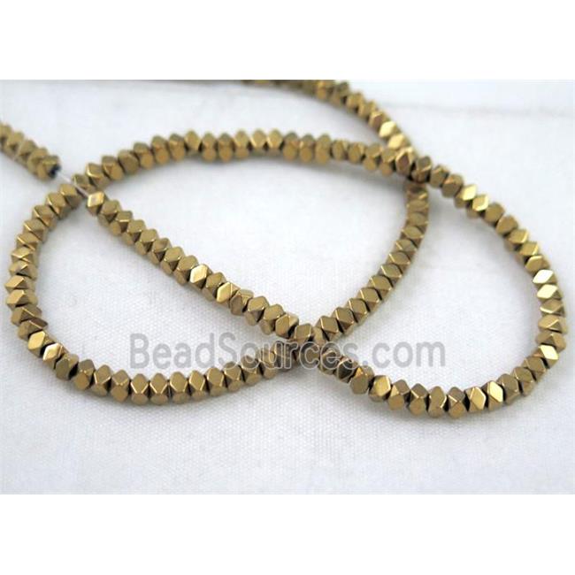 gold electroplated hematite rhombic beads