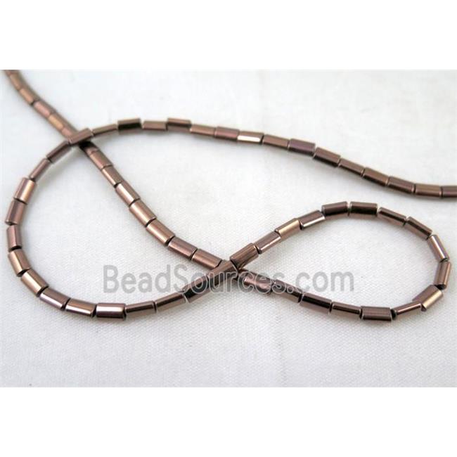 hematite tube beads, redcopper electroplated