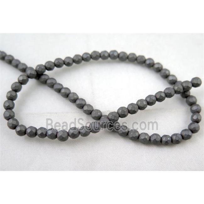 faceted round matte black hematite beads