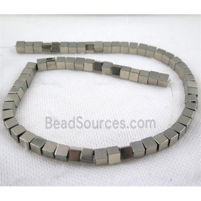 hematite cube beads, pyrite color