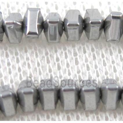 hematite beads, triangle, platinum plated